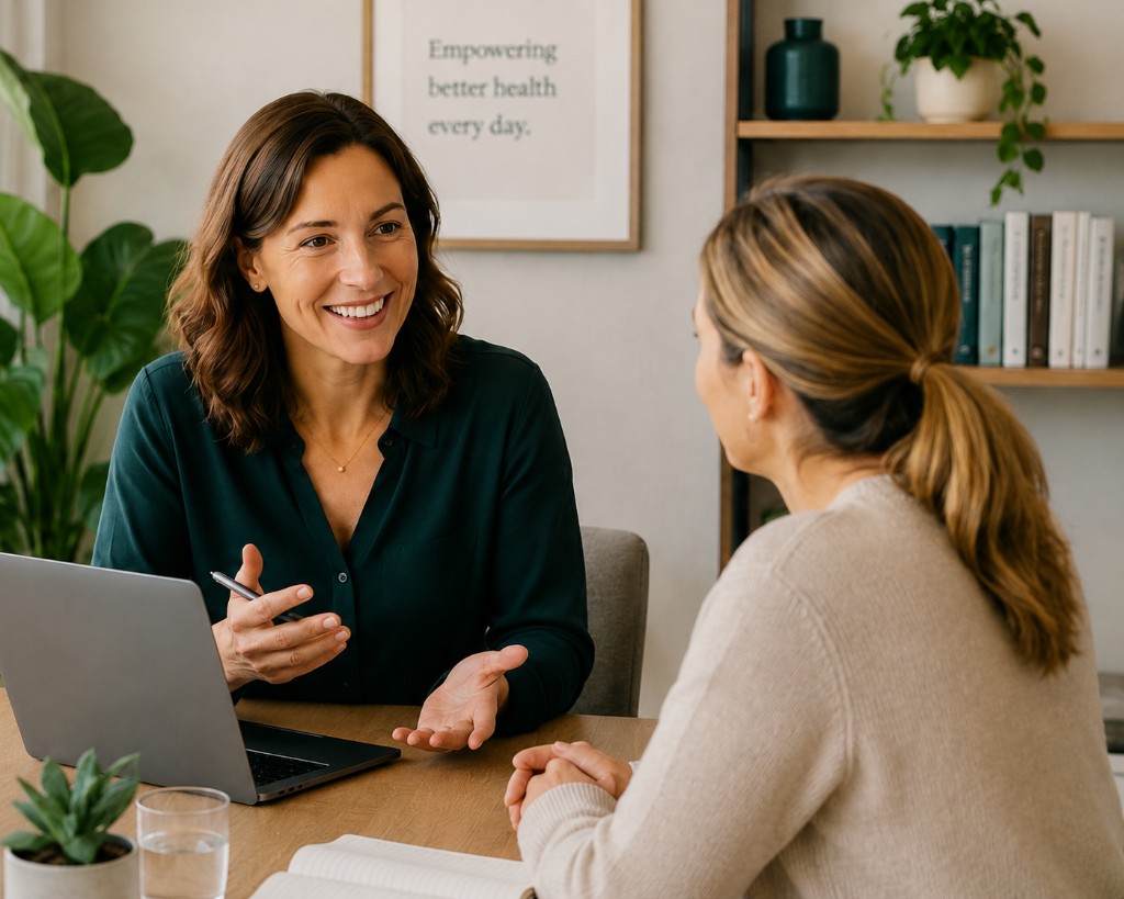 A practitioner in consultation with a client